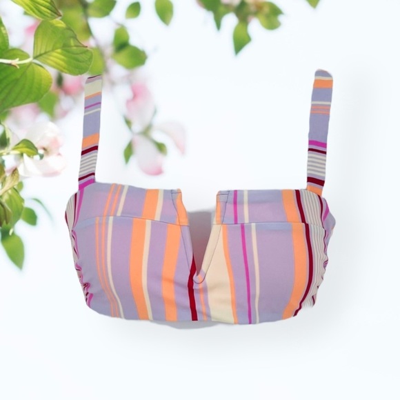 Hula Honey Vertical Stripe Bikini Bra Top Medium - Picture 3 of 8